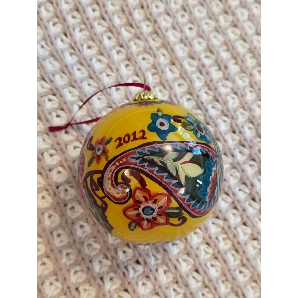 Vera Bradley 2012 LG Multicolored Floral Paisley Christmas Ornament Original Box